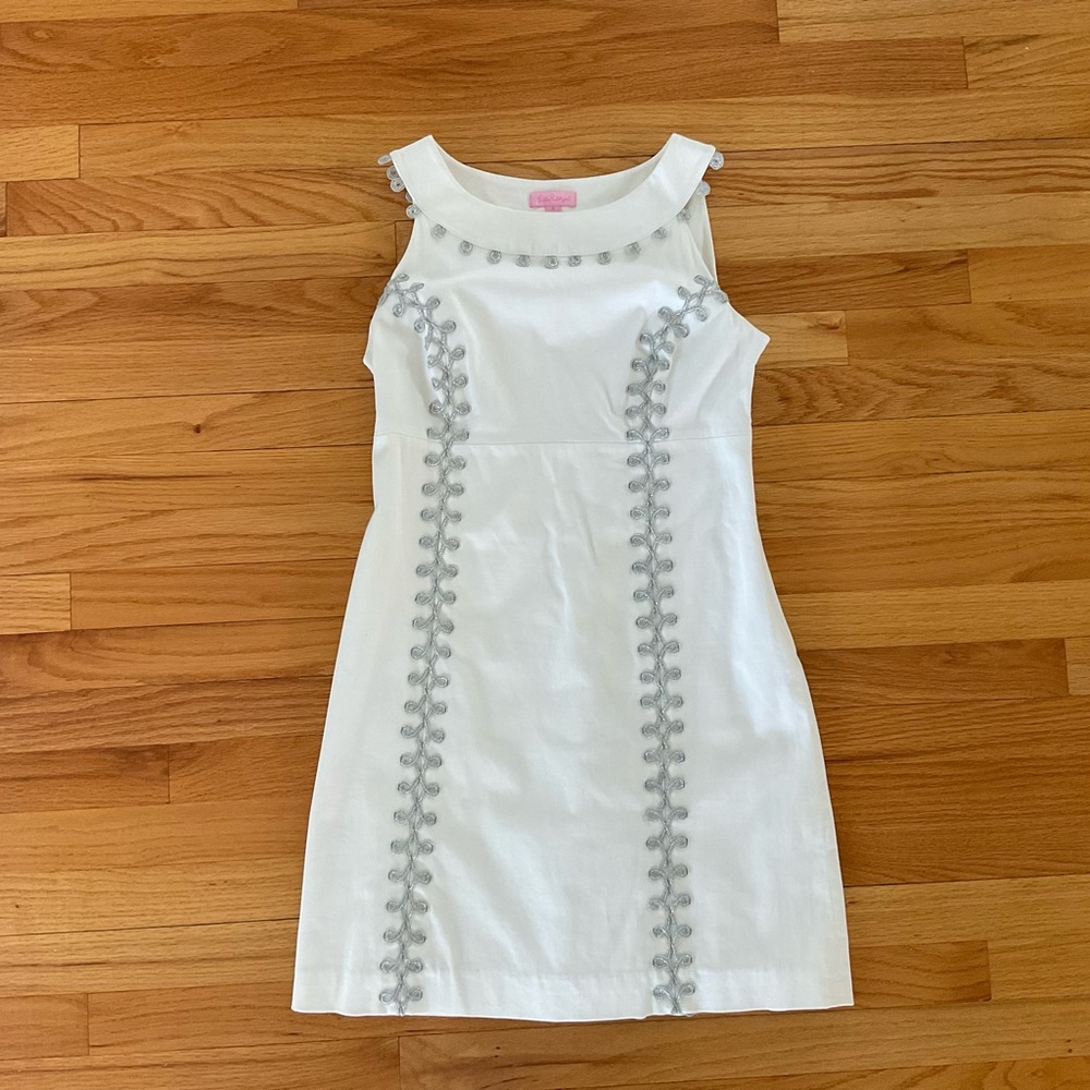 Lilly Pulitzer White Dress w/silver trim